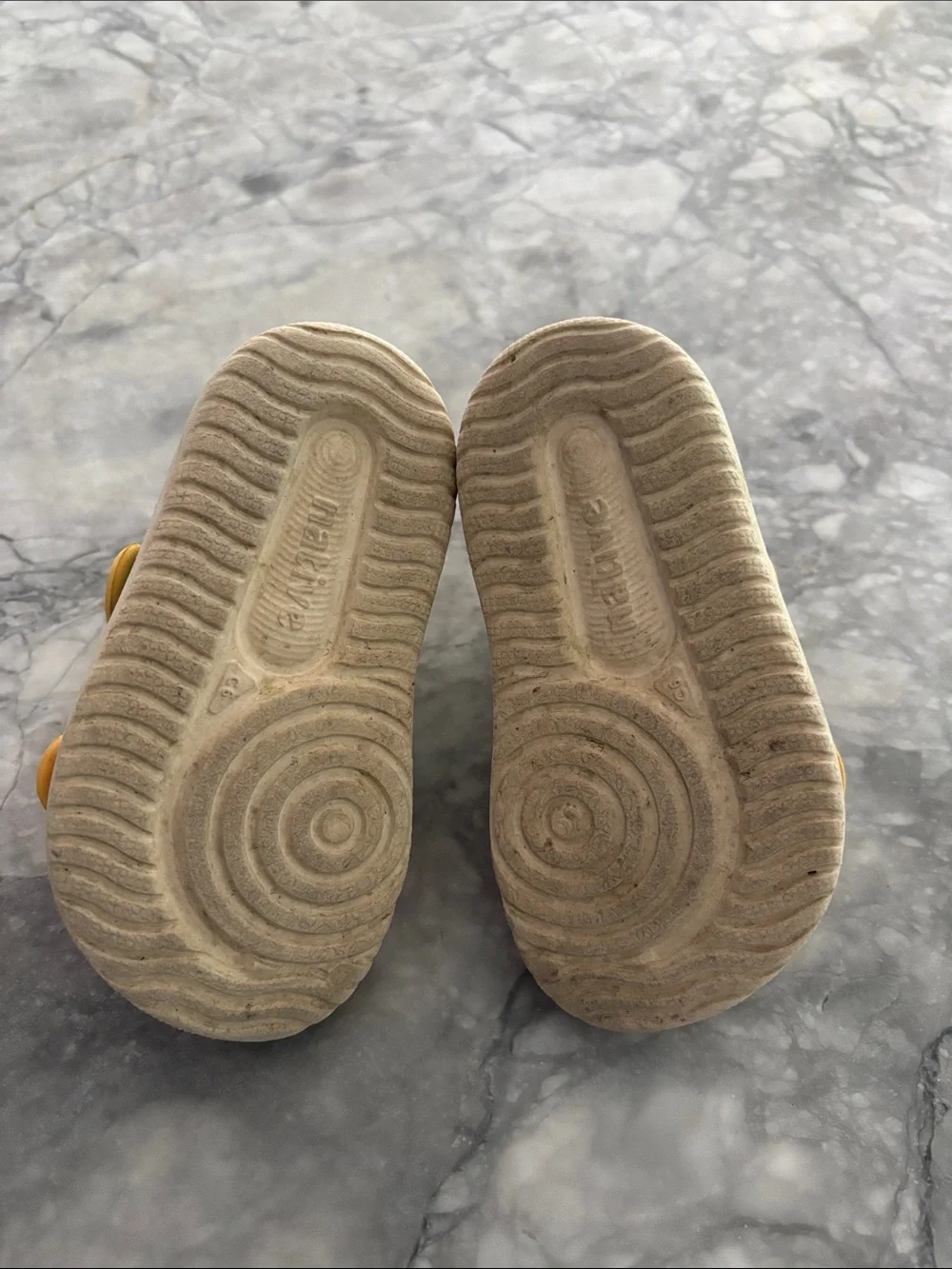 Native Rainbow Sandals with Yellow Straps
